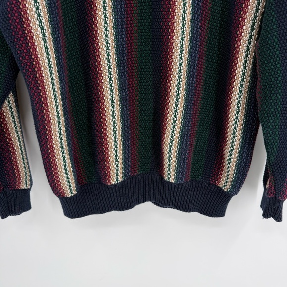 Cotton traders 3D Knit Grandpa Sweater Mens Size L Blue Gold Y2K Vintage - Picture 3 of 10